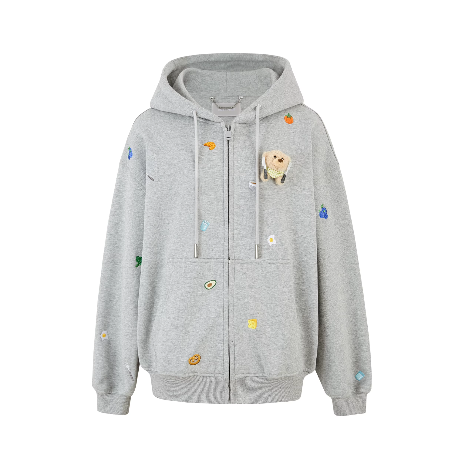 13DE MARZO Nutrition Breakfast Bear Hoodie Grey