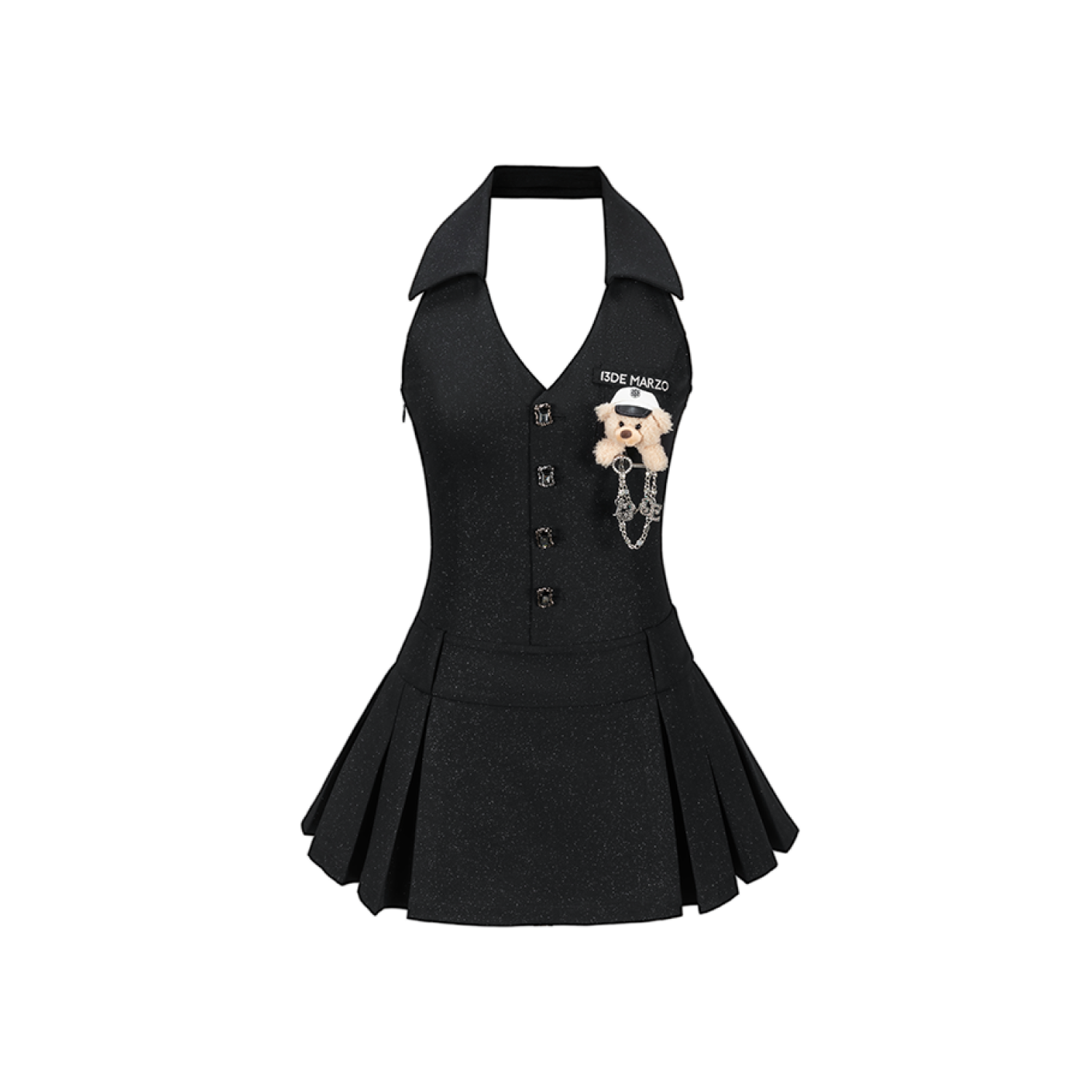 13DE MARZO Halter Neck Blazer Dress Black