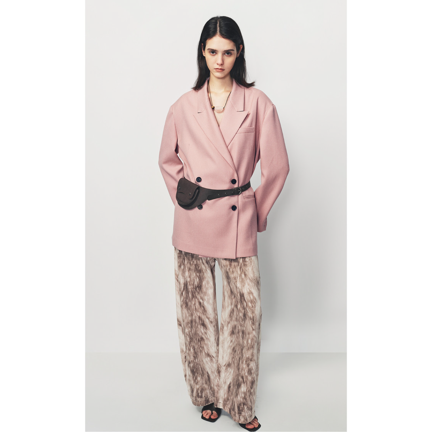 AVVENN Barrel Leg Printed Jeans Fawn