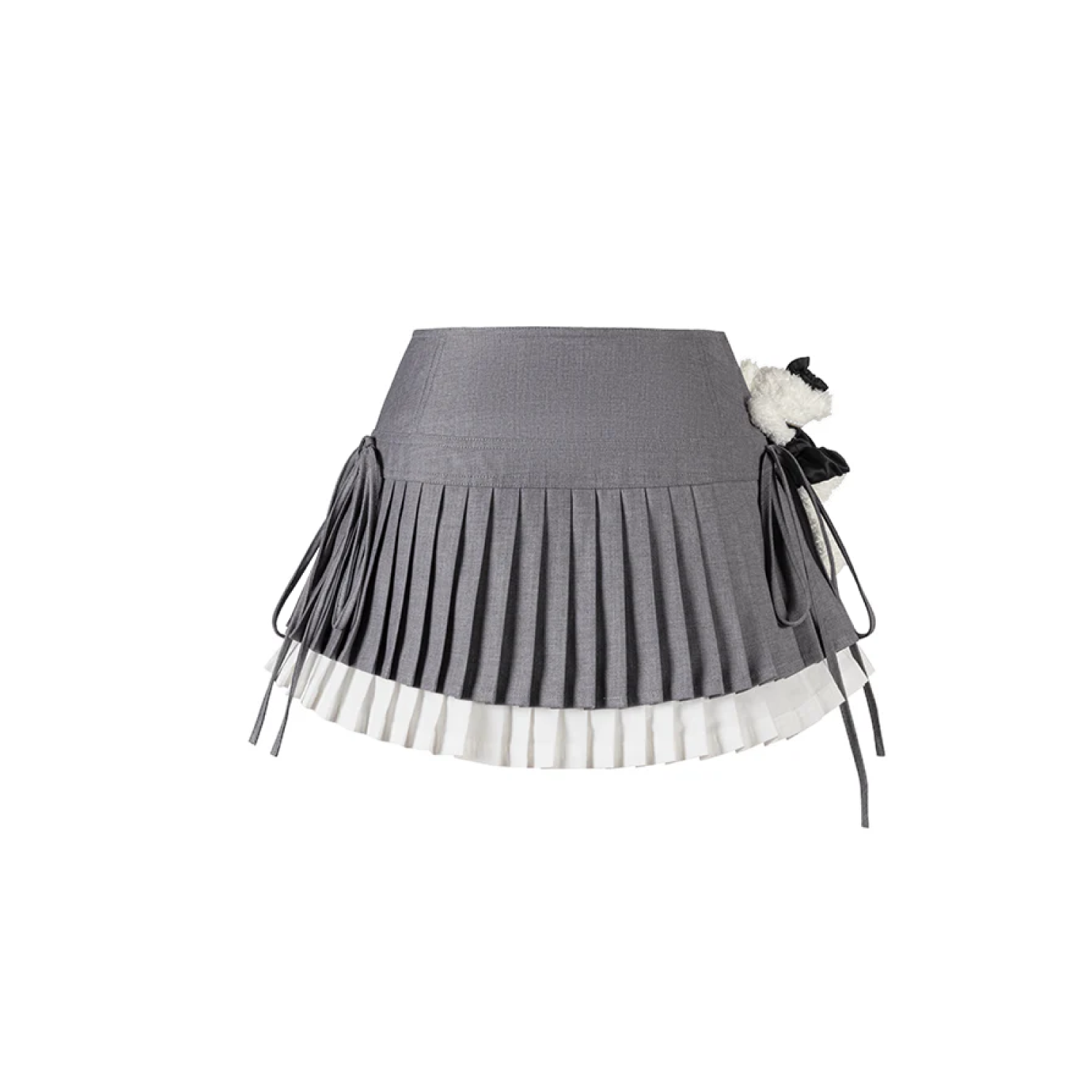 13DE MARZO Faux Rhinestones Double-Layer Pleated Skirt Grey product image 5