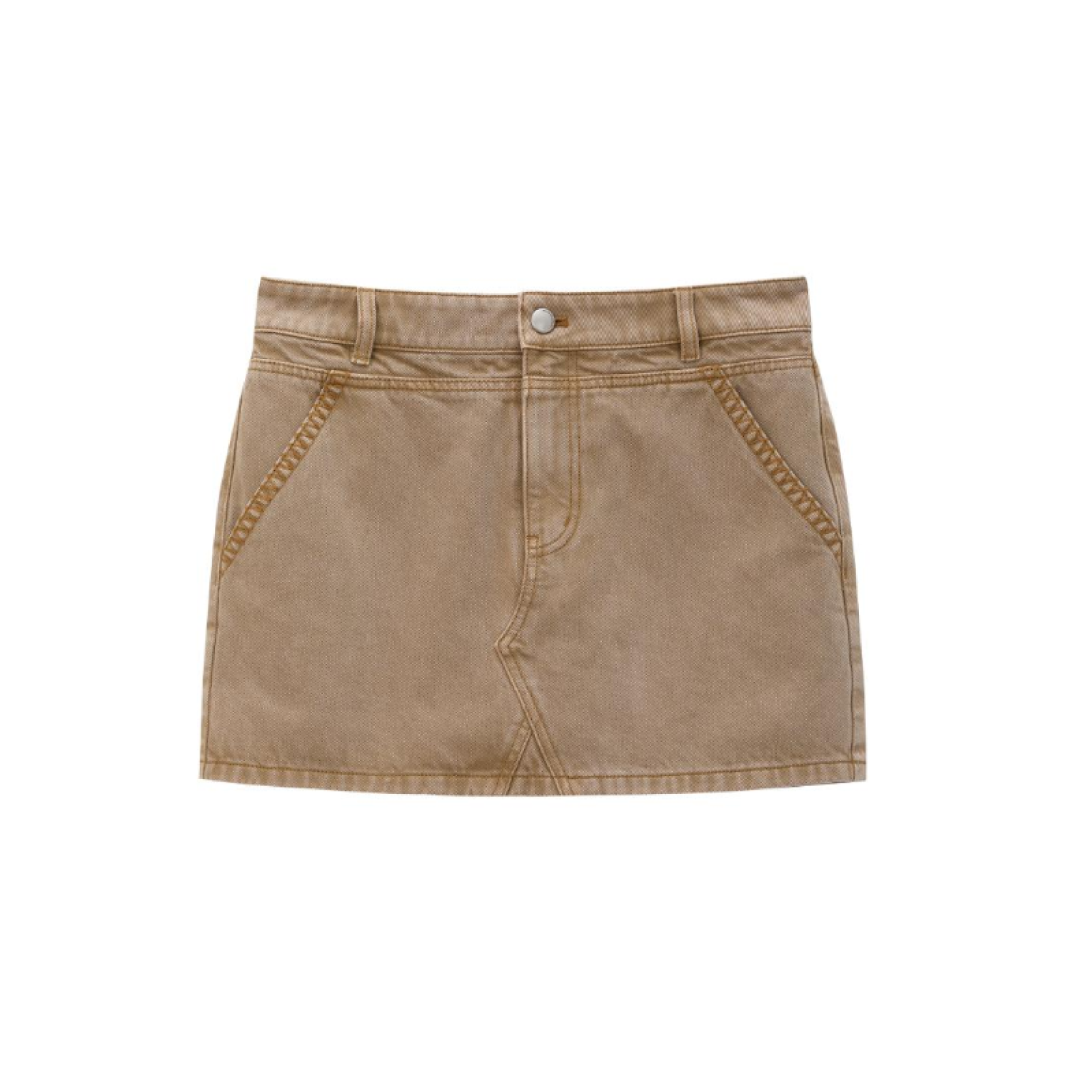 AVVENN Denim A-Line Skirt Khaki