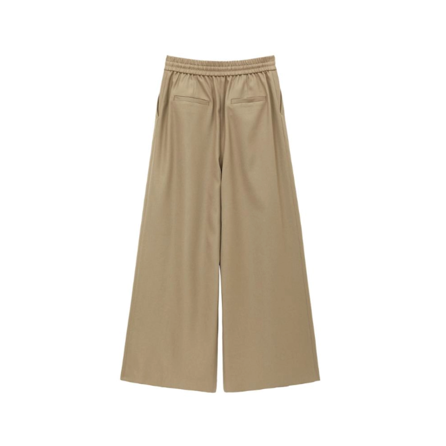 REVAN Asymmetrical Waist Wide-Leg Trousers Khaki