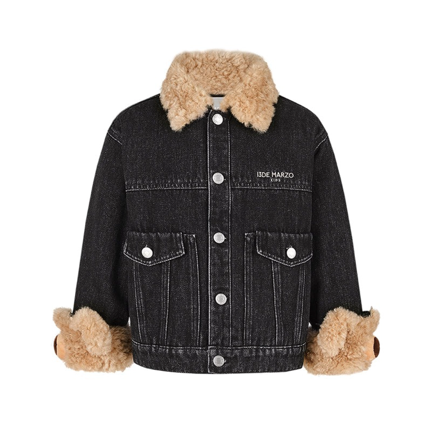 13DE MARZO BabyBear Cuffed Denim Jacket Black