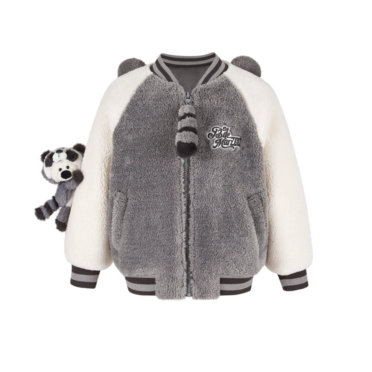 13DE MARZO Raccoon BabyBear Baseball Jacket Grey