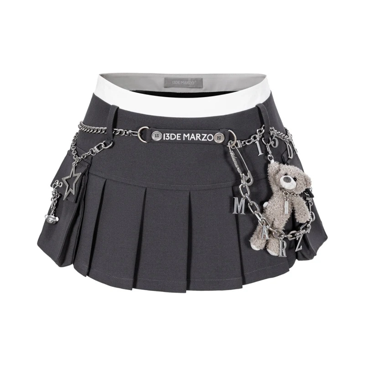 13DE MARZO Chains Multi-Pocket Skort Dark Grey
