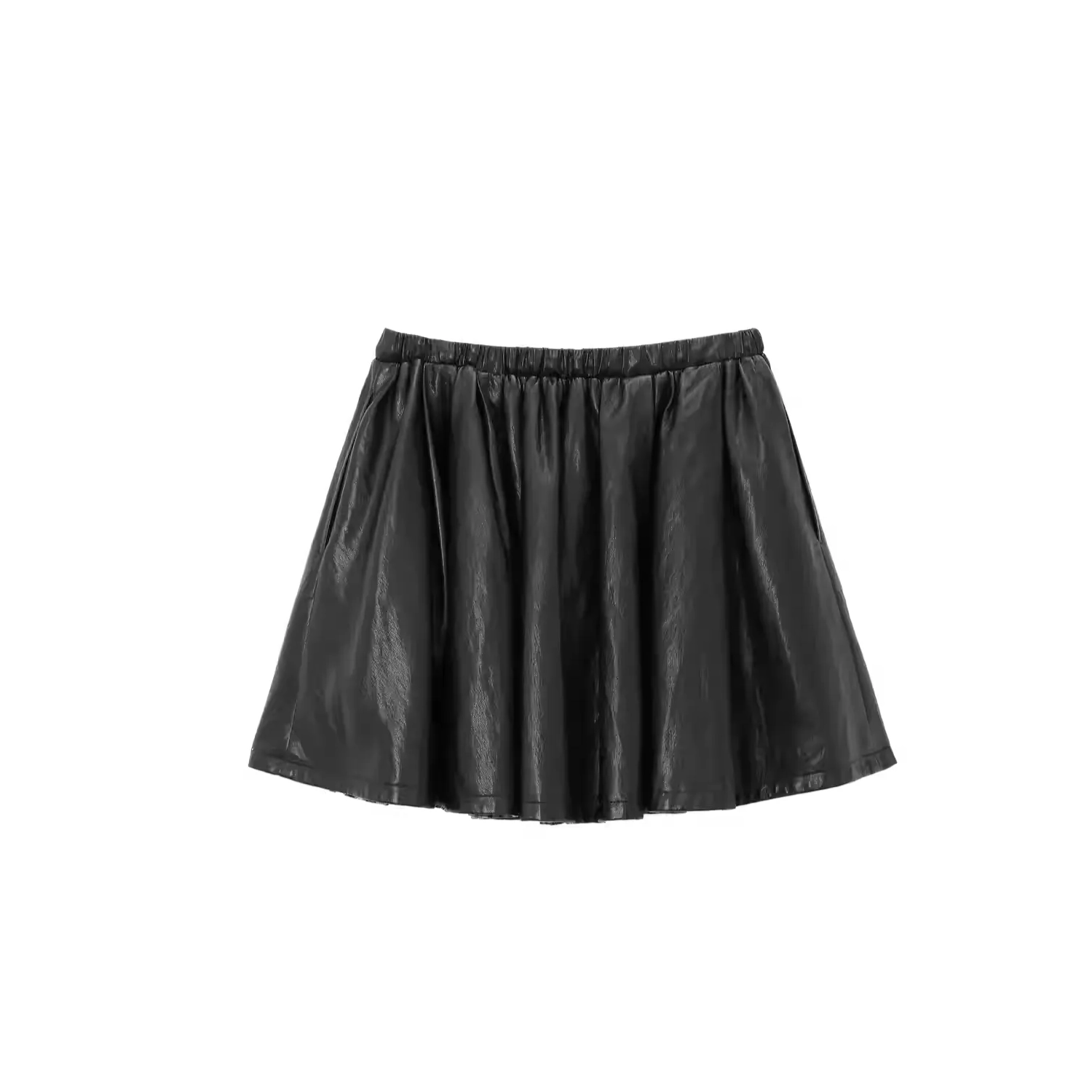 REVAN Reversible PU Leather Check Mini Skirt Black