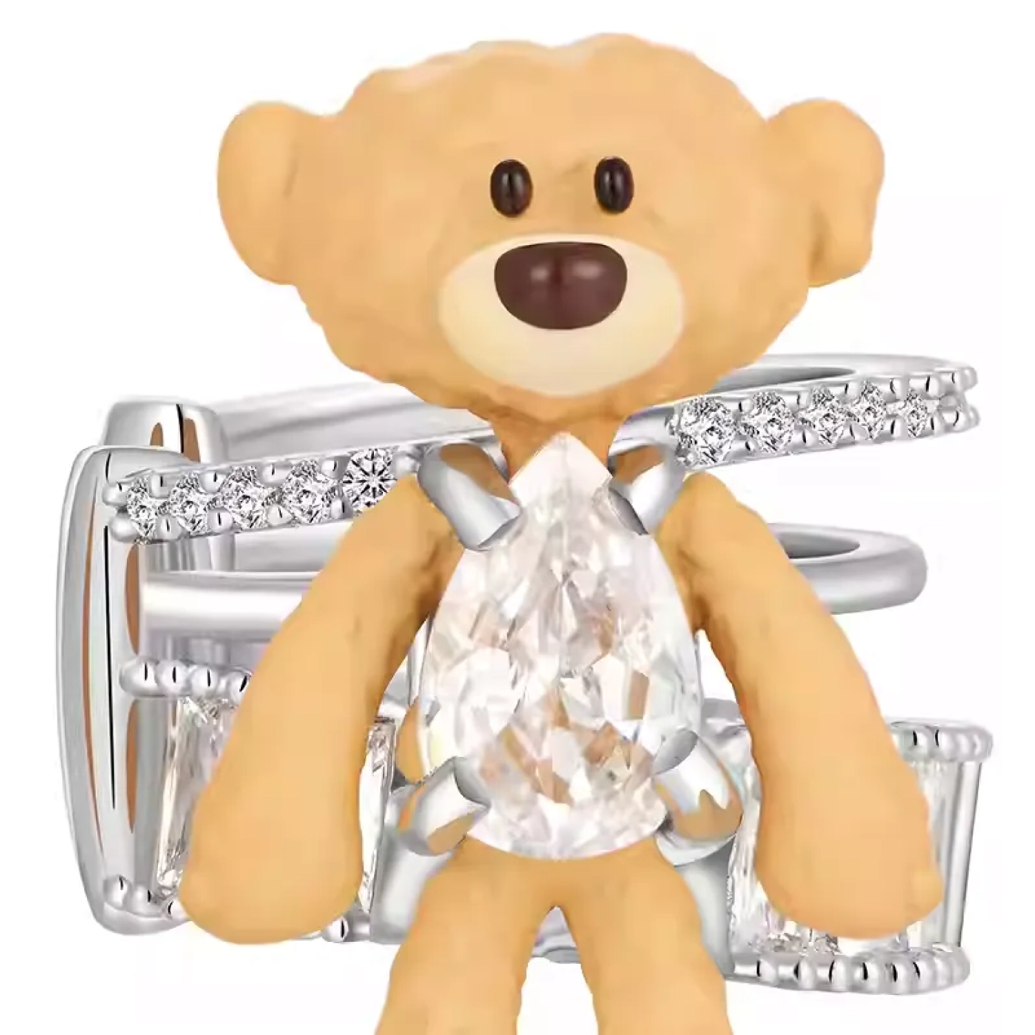 13DE MARZO Zircon Bear Ear Cuff Left Side