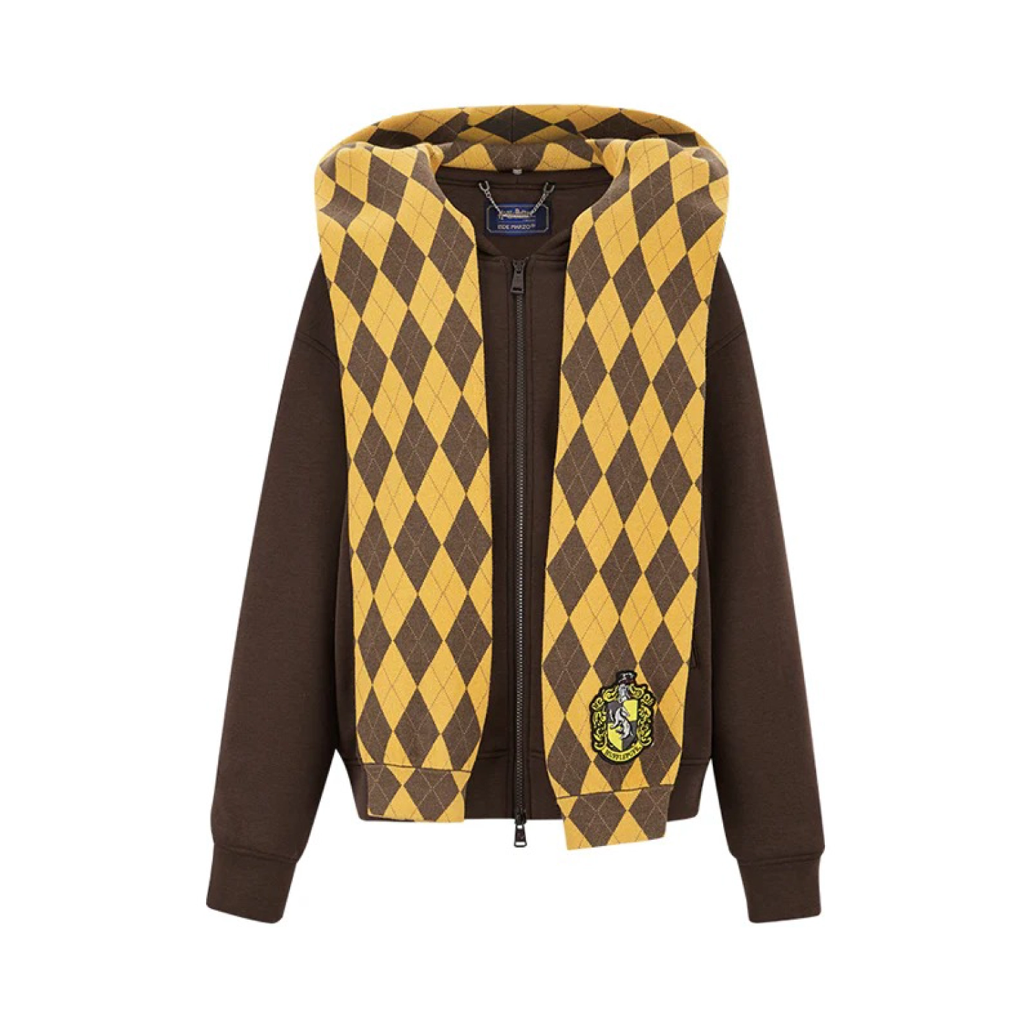 Harry Potter × 13DE MARZO Hogwarts Four Houses Bear Zipper Hoodie Hufflepuff Brown product image 5