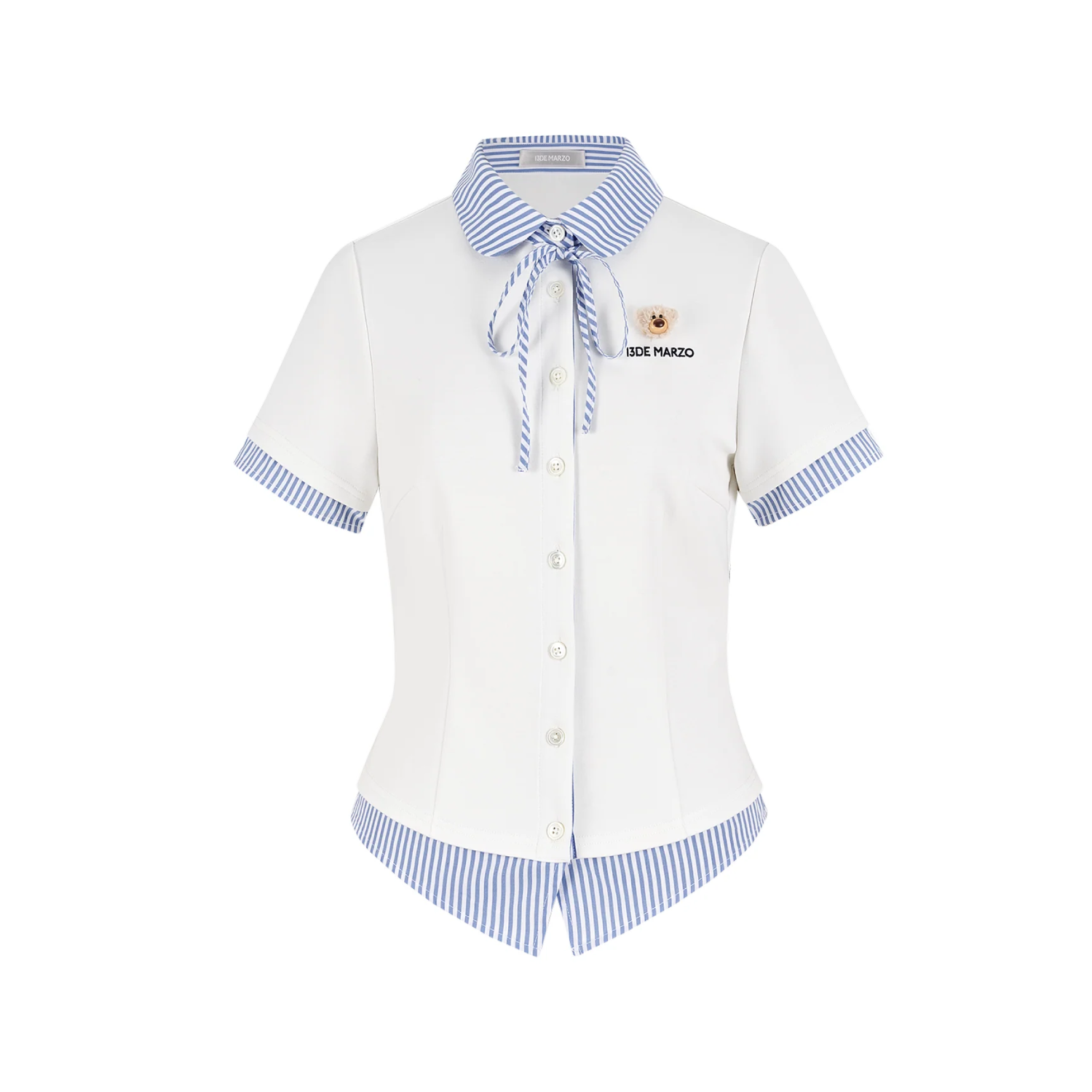 13DE MARZO Lines Bear Tight Shirt White