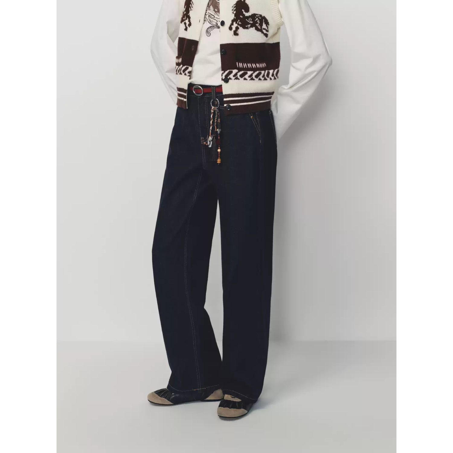 AVVENN Raw Indigo Curved Leg Jeans Navy Blue