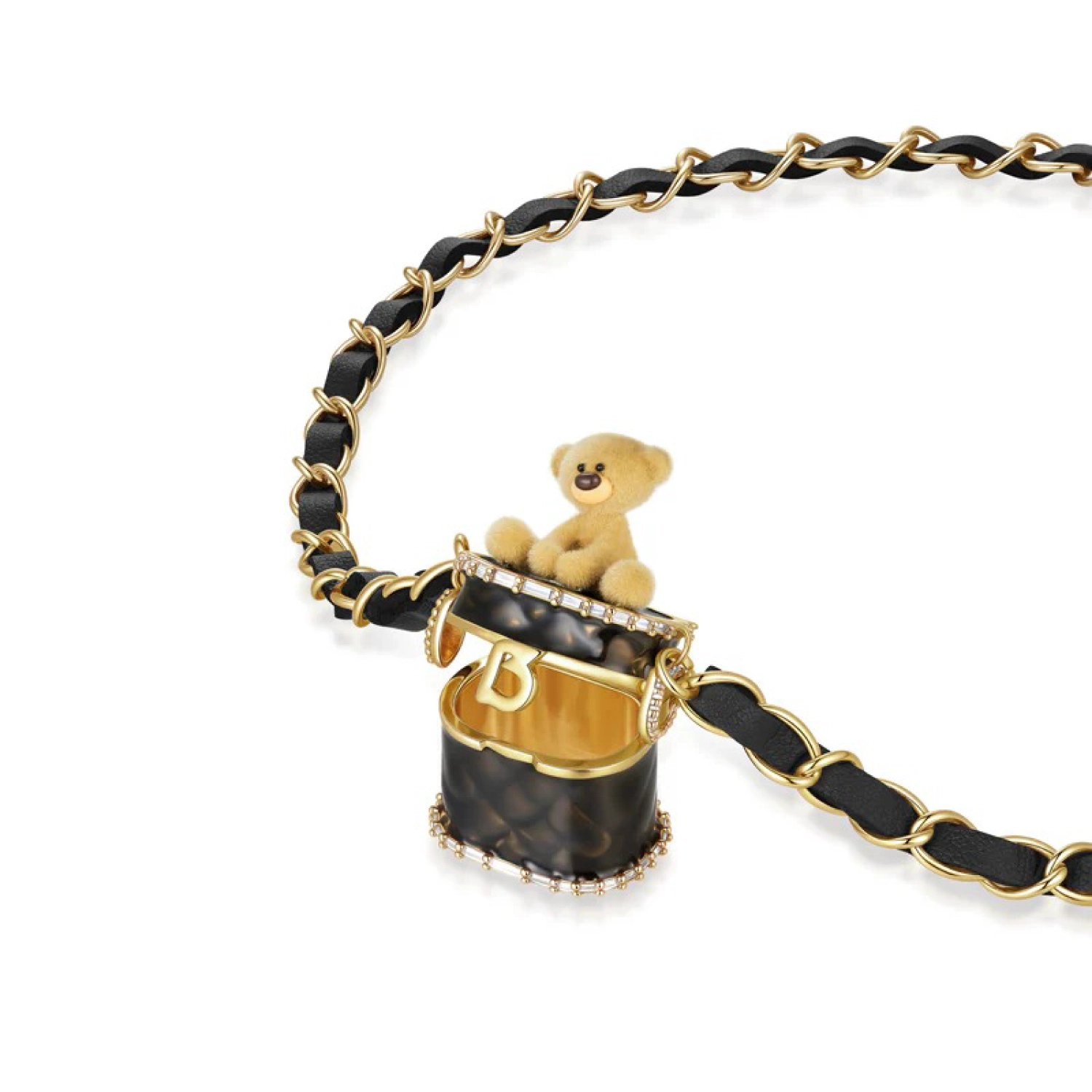 13DE MARZO Bear Classic Bag Necklace Golden