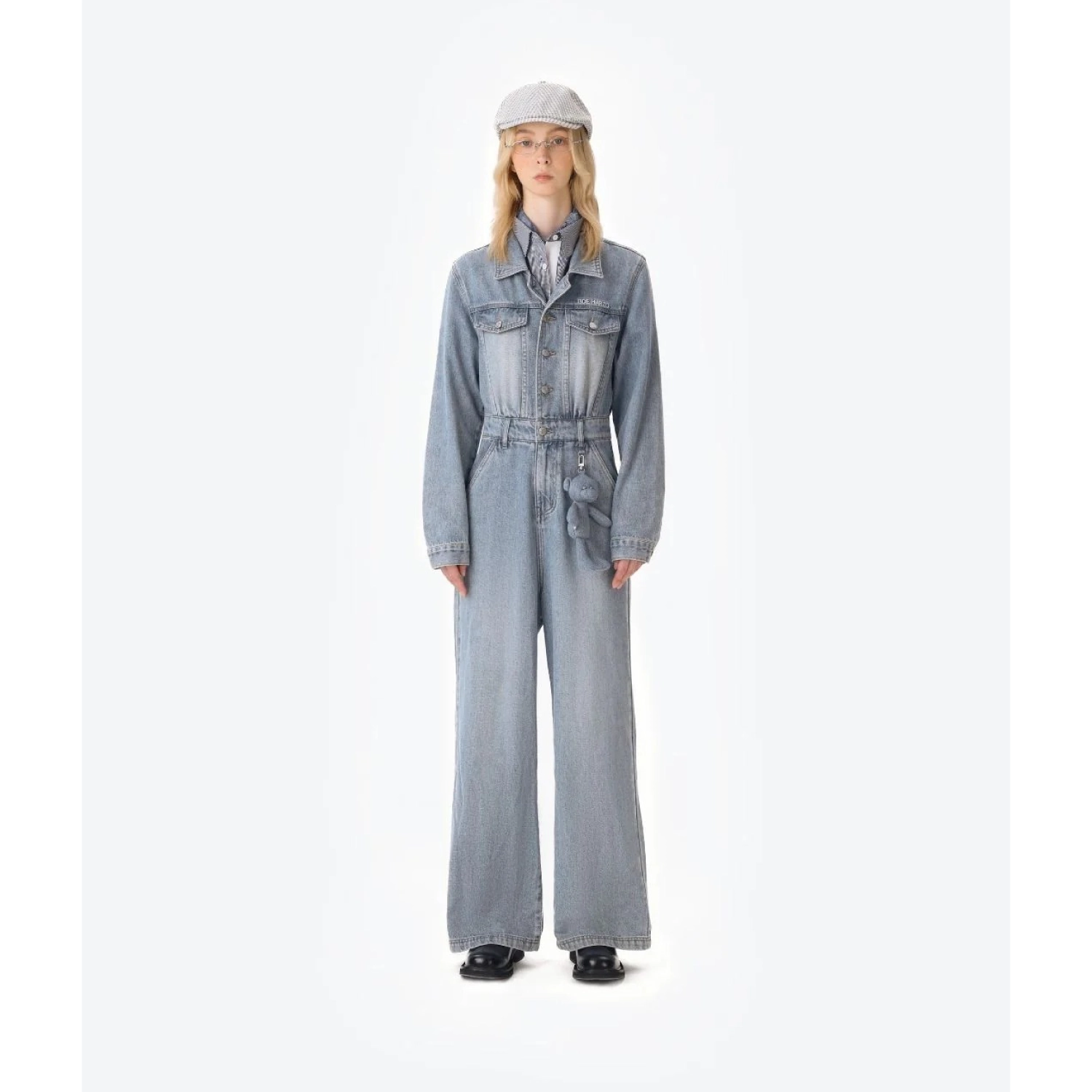 13DE MARZO Bear Denim Jumpsuit Blue