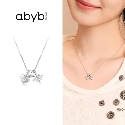abyb Charming Hearts Devotion Necklace Silver front view
