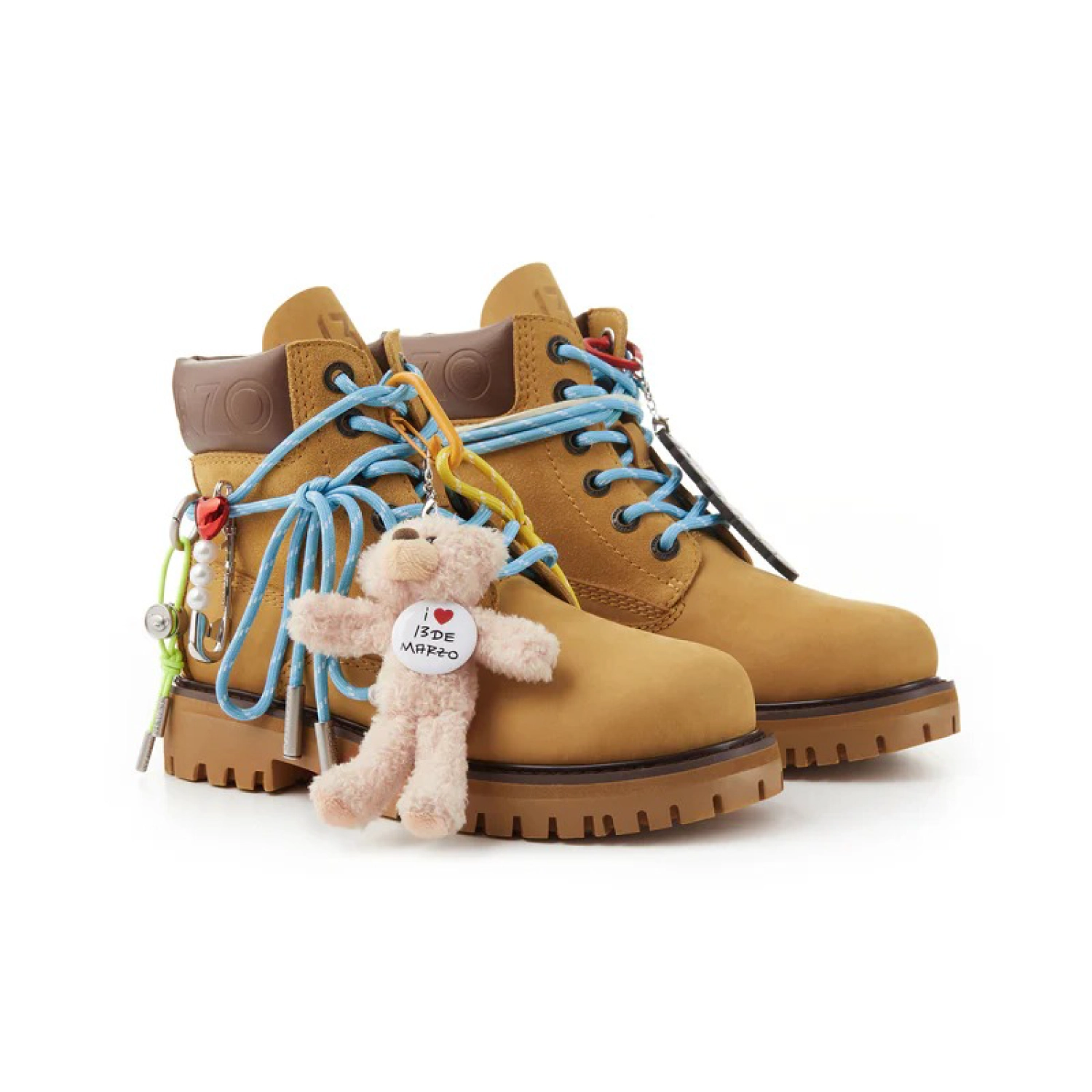 13DE MARZO Maximalist Pendant Suede Martin Boots Khaki