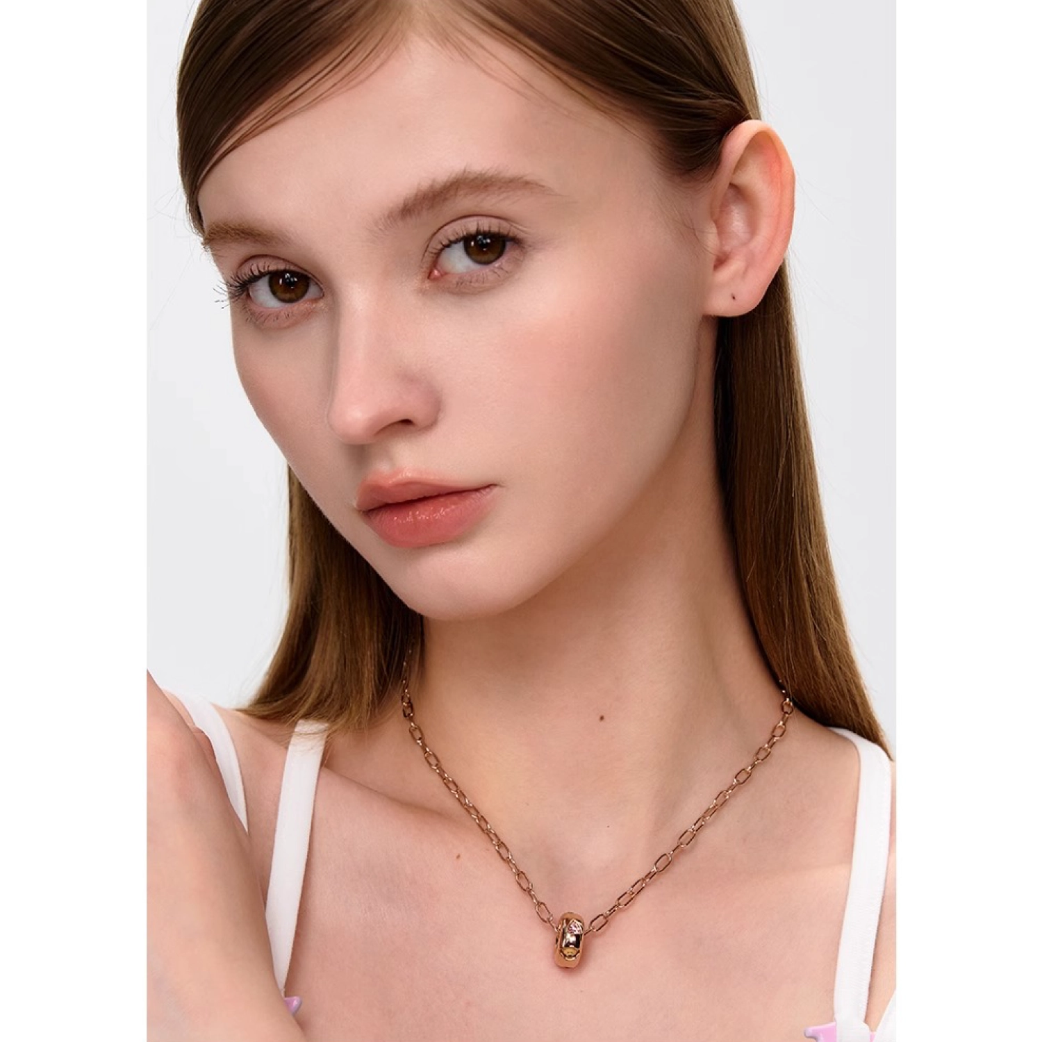 13DE MARZO Color Gems Bear Necklace Rose Gold