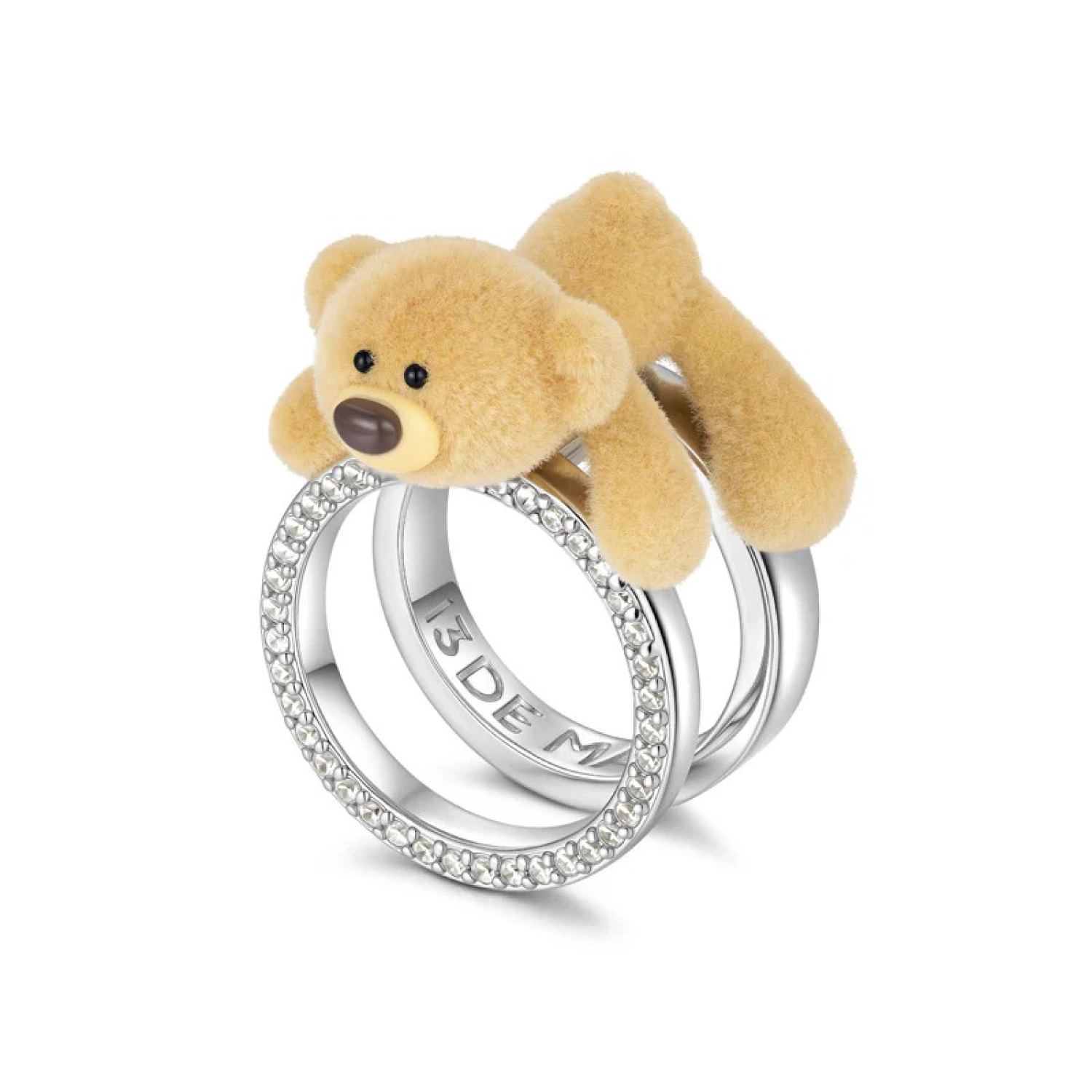 13DE MARZO Huggy Bear Double Ring Silver