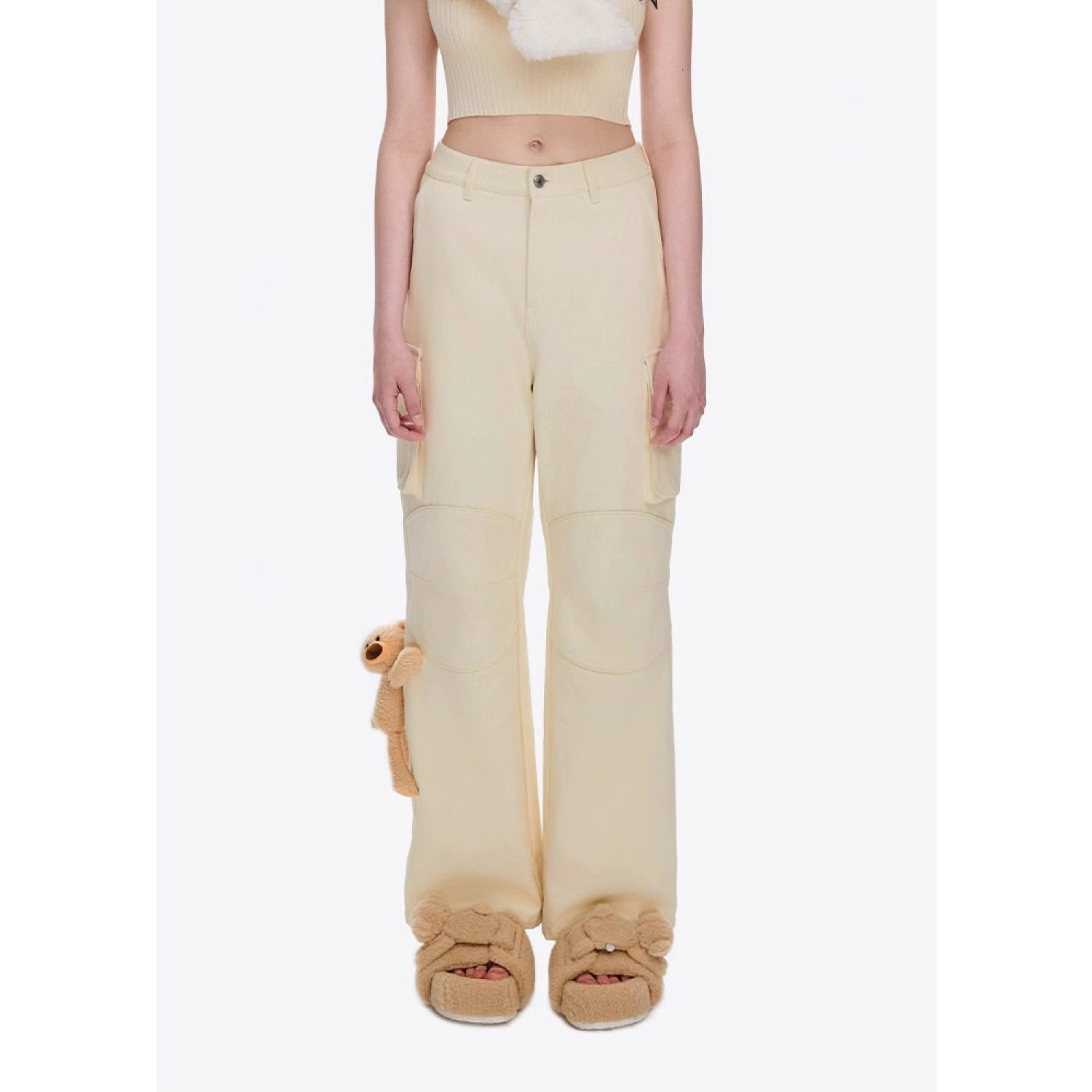 13DE MARZO Doozoo Multi-Pocket Cargo Pants Beige