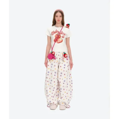 13DE MARZO All-Over Print Wide-Leg Pants