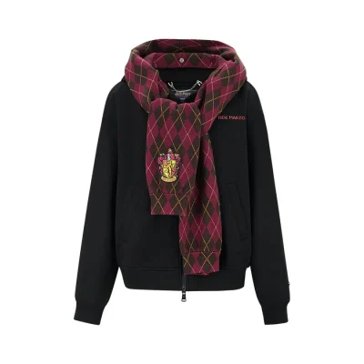 Harry Potter × 13DE MARZO Hogwarts Four Houses Bear Zipper Hoodie Gryffindo Black