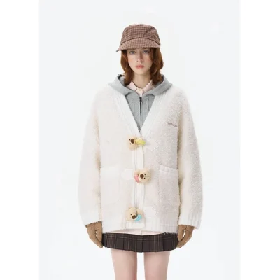 Harry Potter × 13DE MARZO Every Flavor Beans Cardigan Beige front view