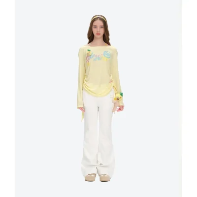 13DE MARZO Bear Slim-Fit Jeans White front view