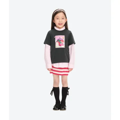 13DE MARZO BabyBear Candy Wrapper Print T-shirt Dark Gray front view