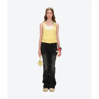 13DE MARZO Lollipop Cami Top Set Yellow front view