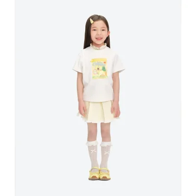 13DE MARZO BabyBear Candy Wrapper Print T-shirt Beige front view