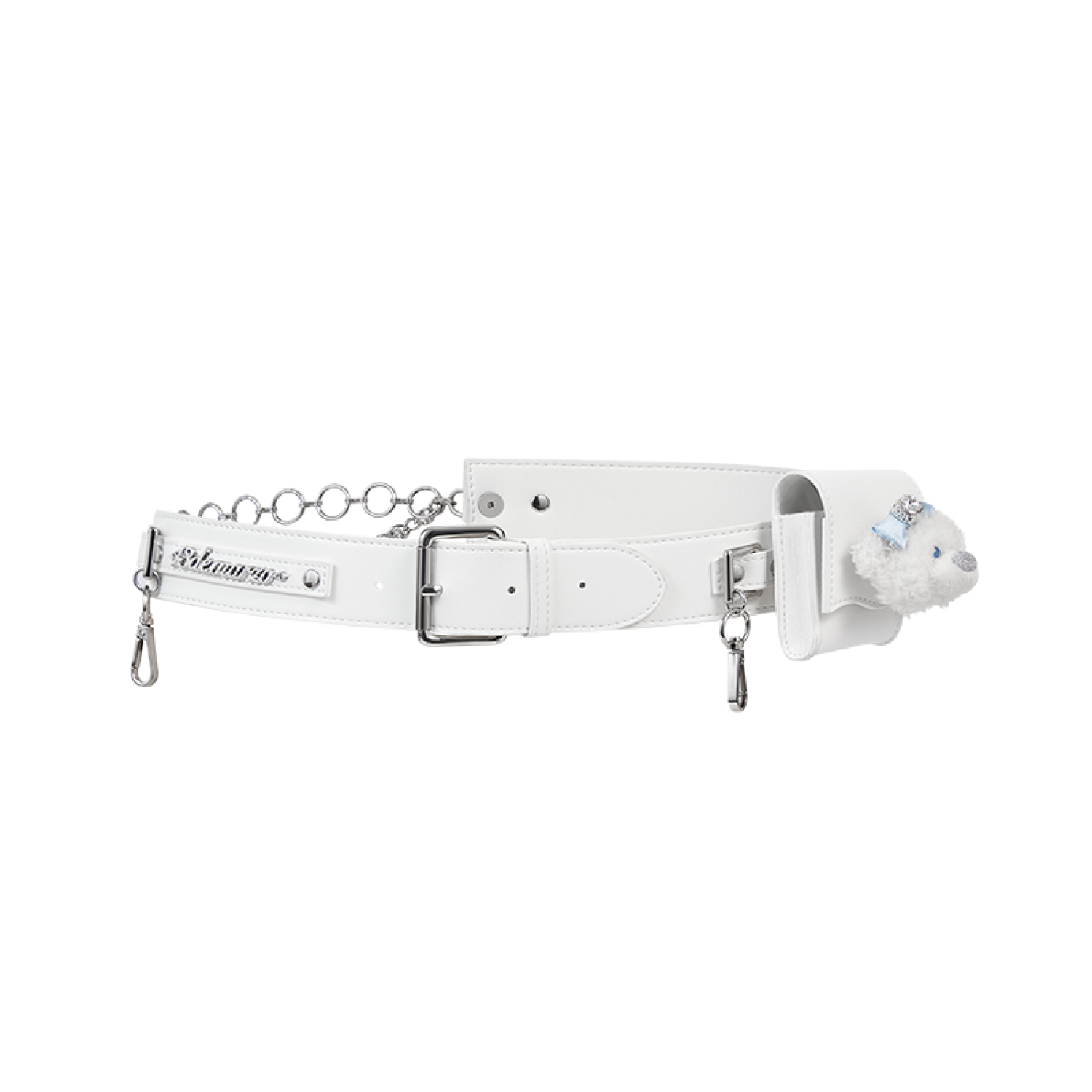13DE MARZO Hook Buckle Belt Bag White back view