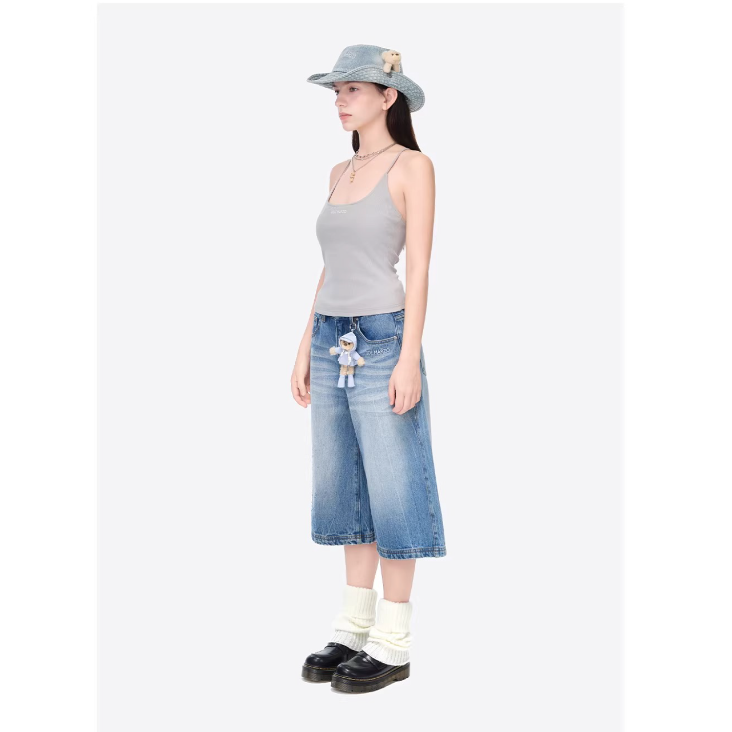 13DE MARZO Rainy Day Jorts Blue back view