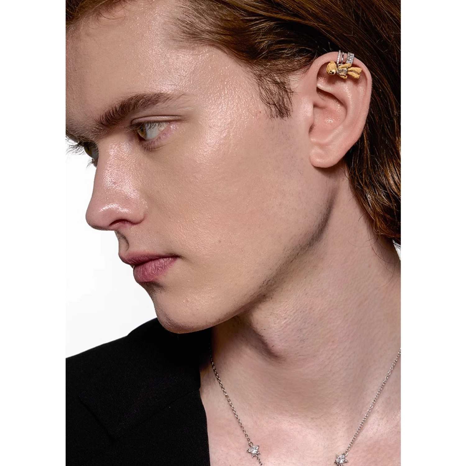 13DE MARZO Zircon Bear Ear Cuff Left Side