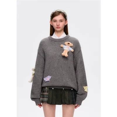 13DE MARZO Wearable Bear Sweater Dark Grey