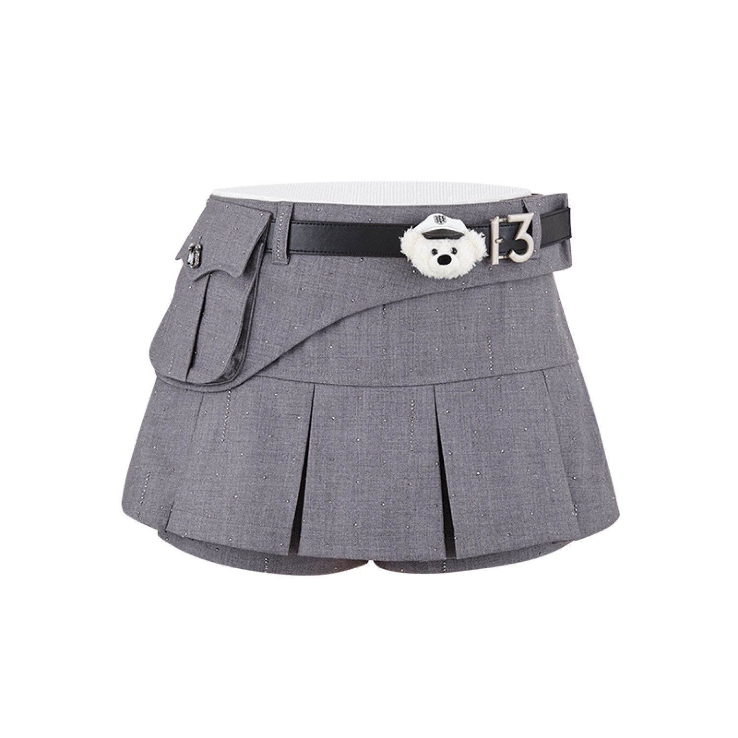 13DE MARZO Pocket Blazer Pleated Skirt Grey