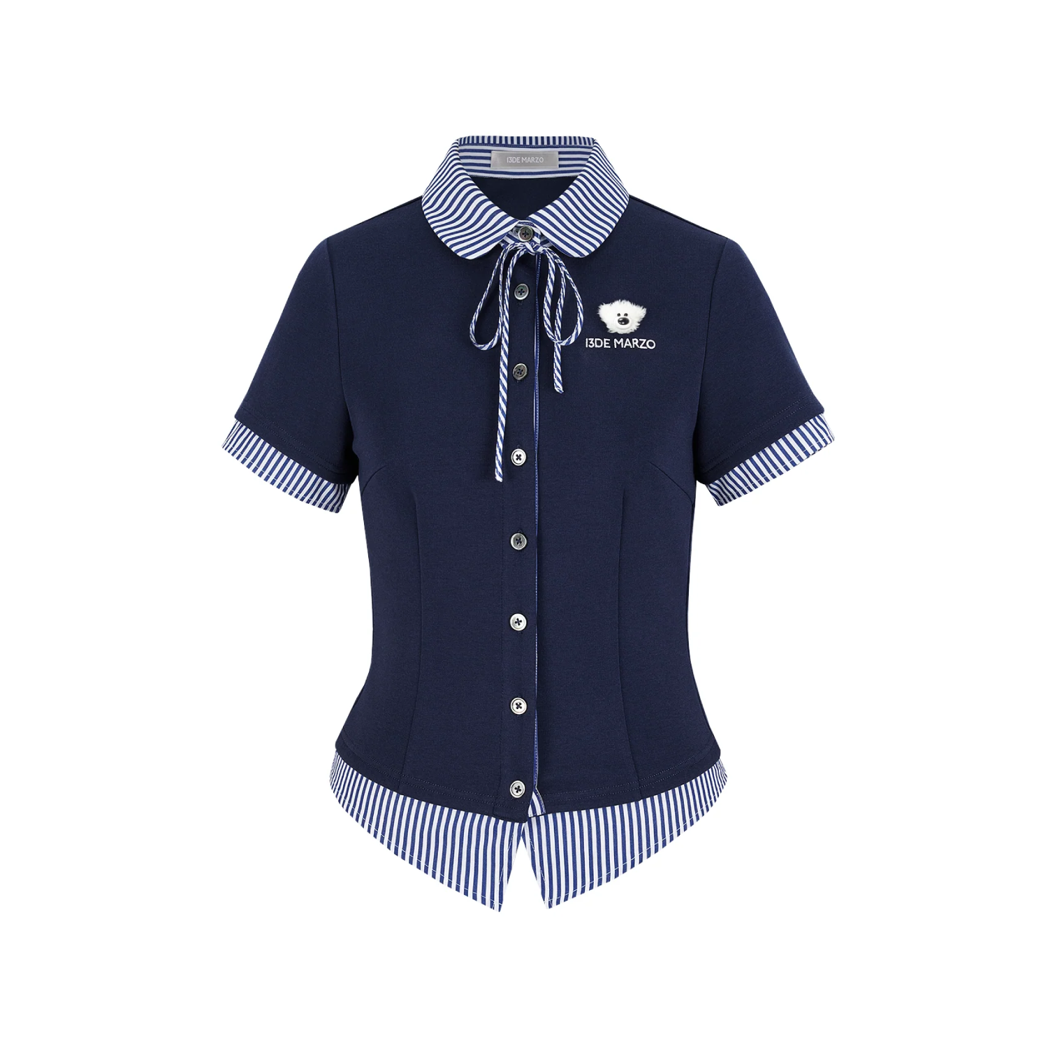 13DE MARZO Lines Bear Tight Shirt Nazy Blue