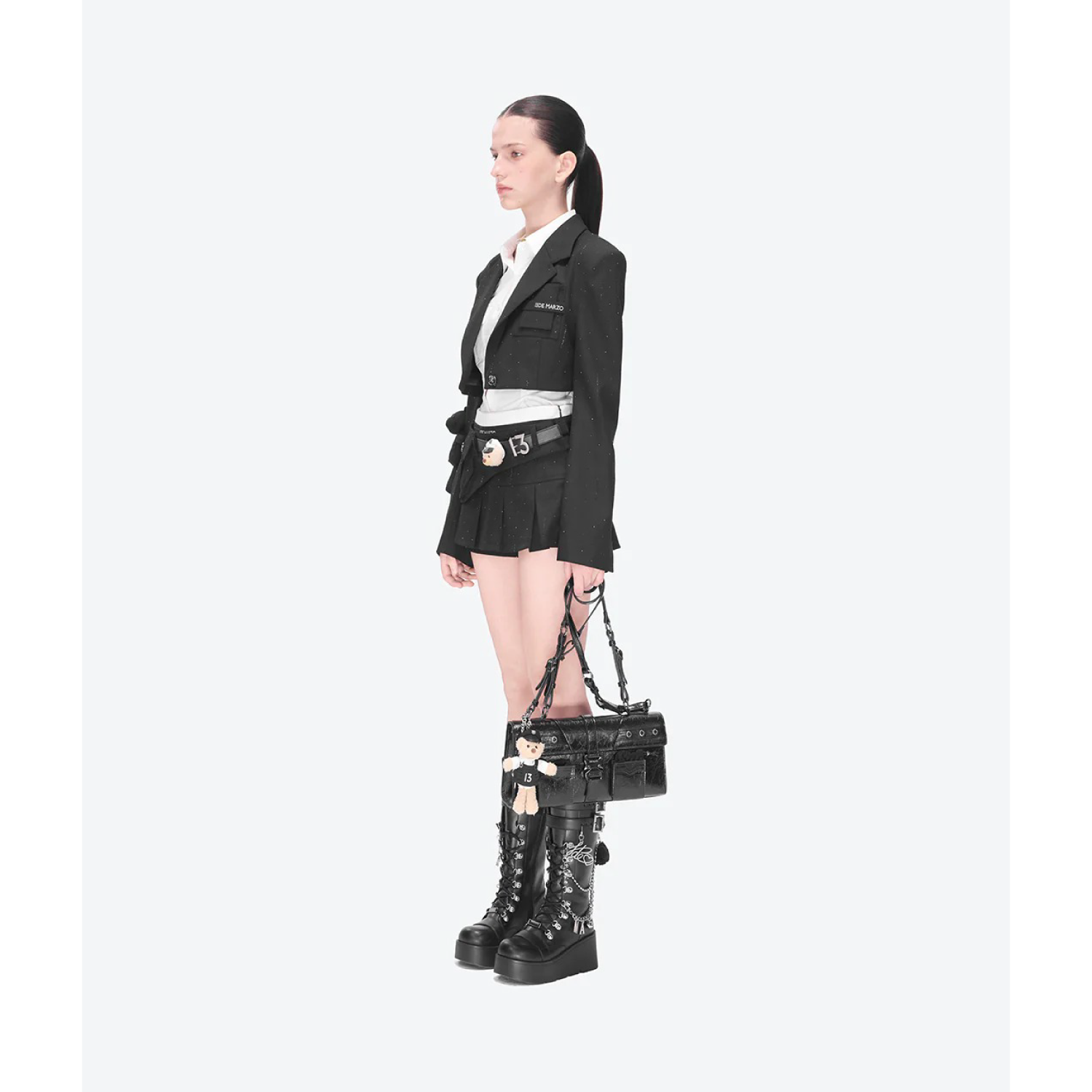 13DE MARZO Short Sparkle Blazer Black