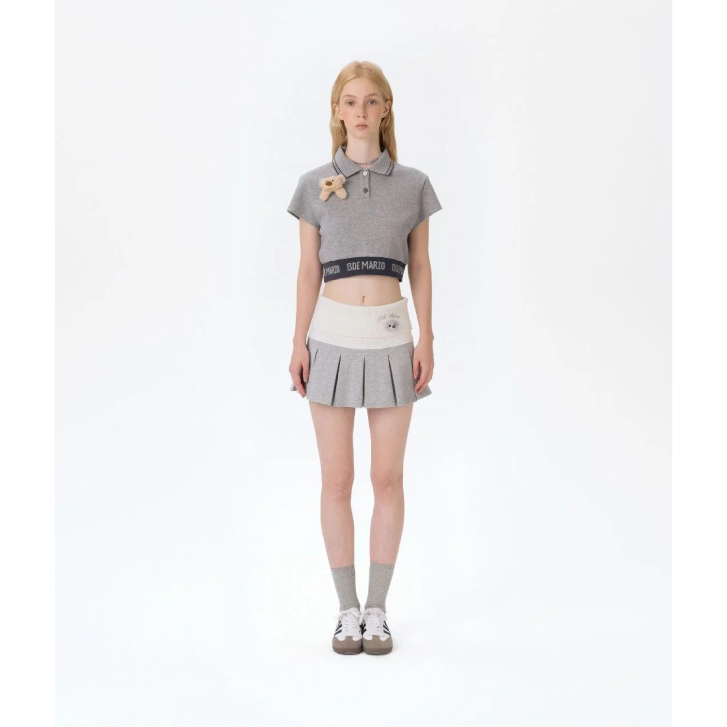 13DE MARZO Bear Head Upper Skirt Grey
