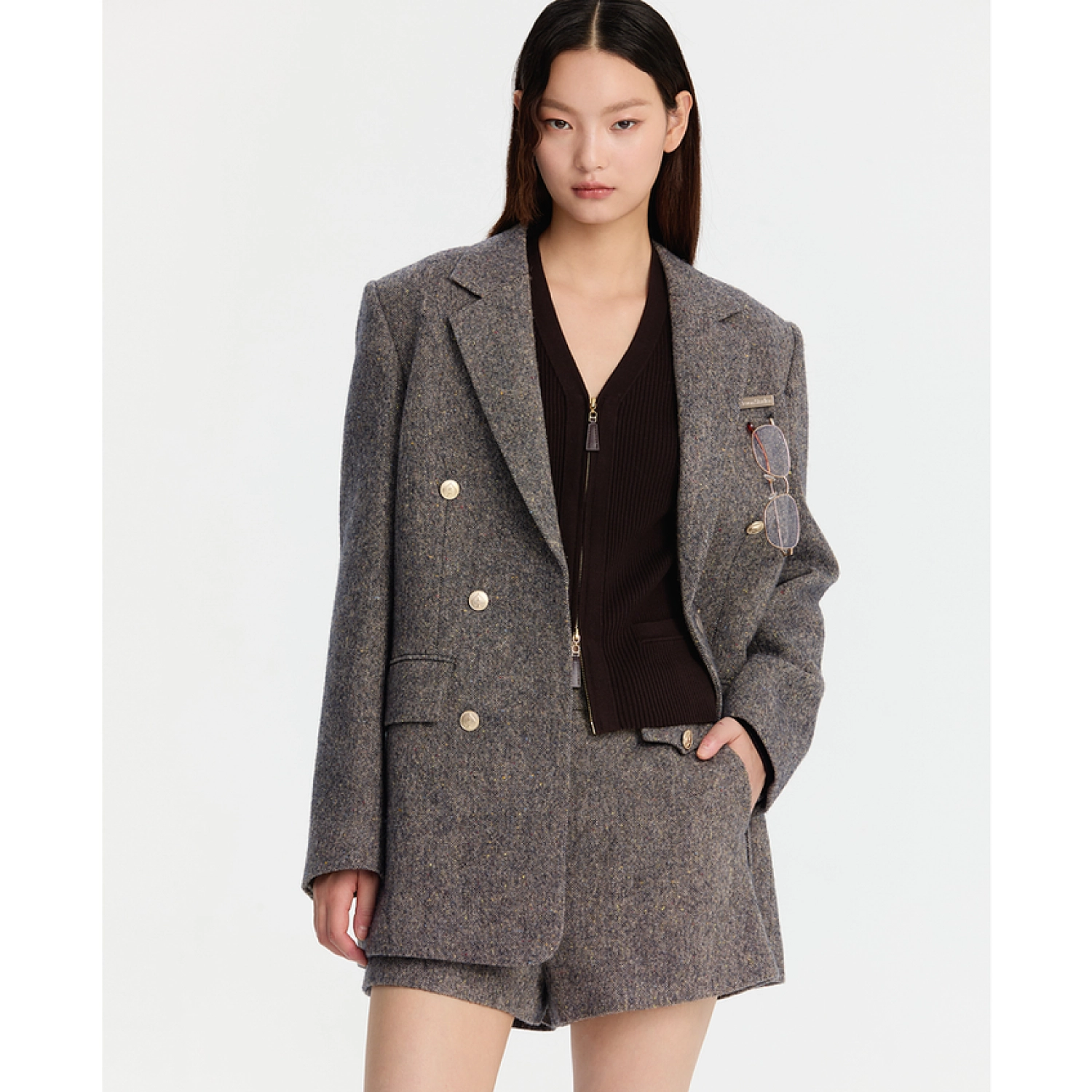 REVAN Heritage Tweed Blazer Coat Grey