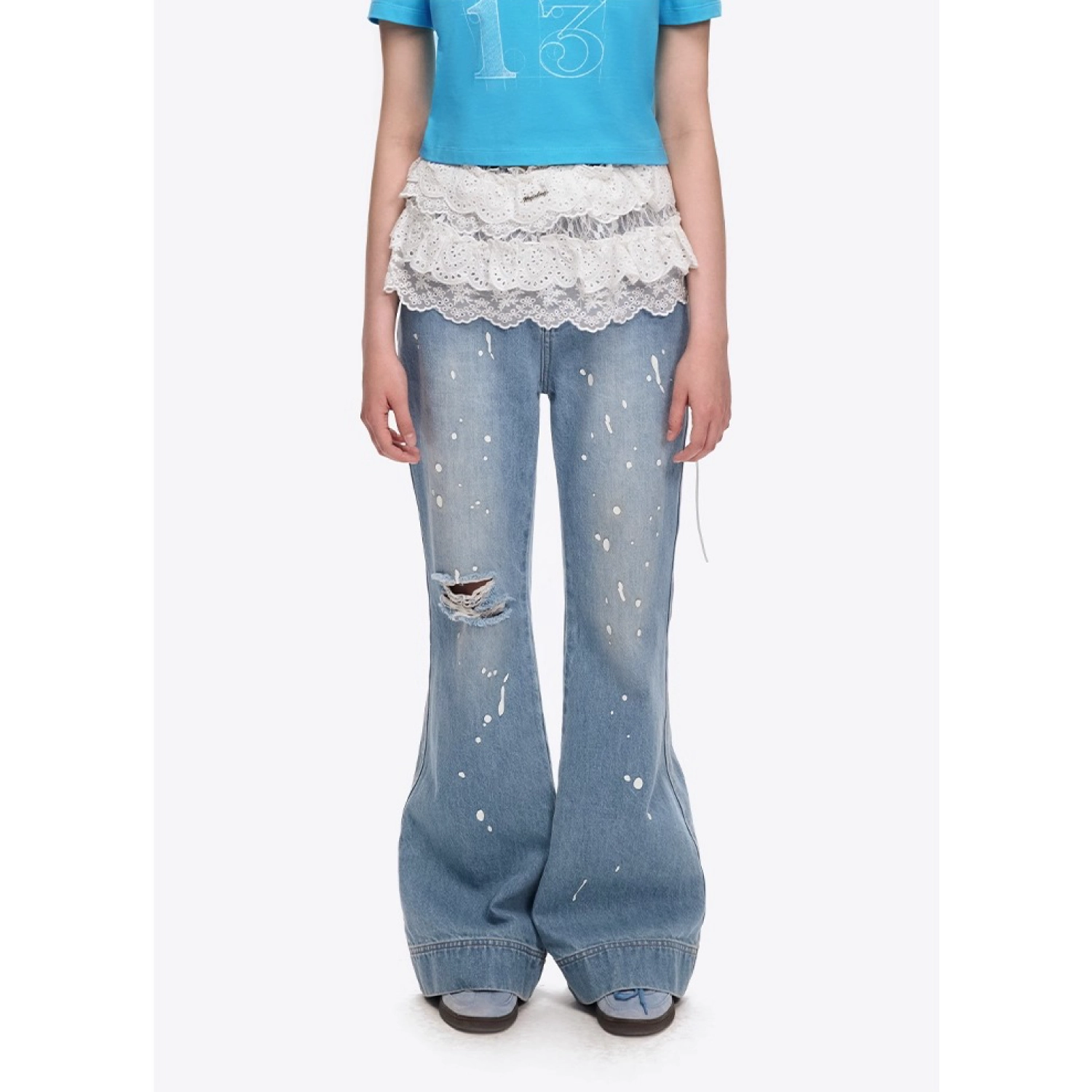 13DE MARZO Doozoo Spray Paint Jeans Blue