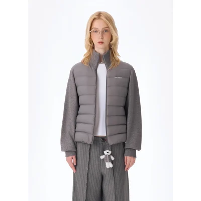 13DE MARZO Bear Zipper Down Jacket Grey