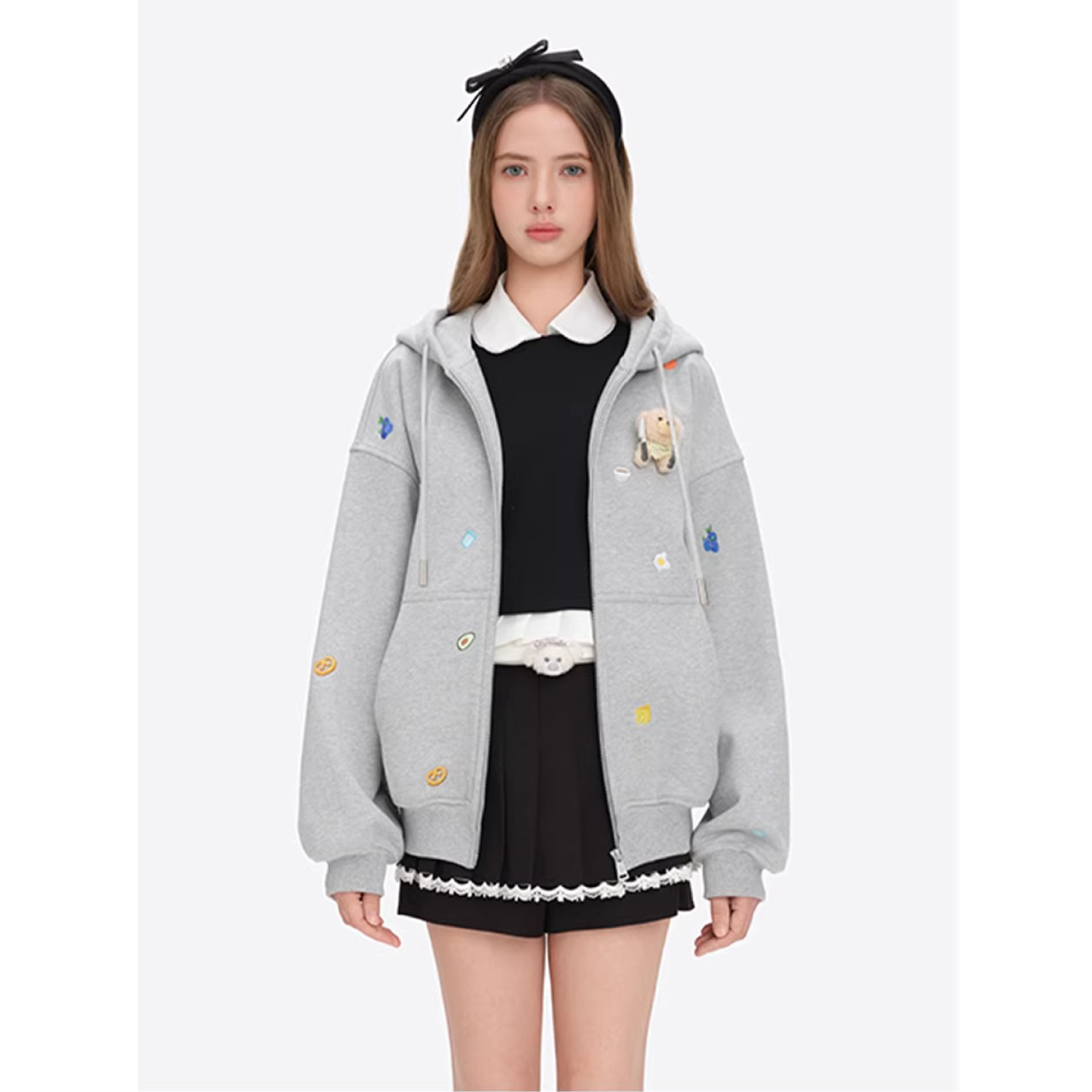 13DE MARZO Nutrition Breakfast Bear Hoodie Grey