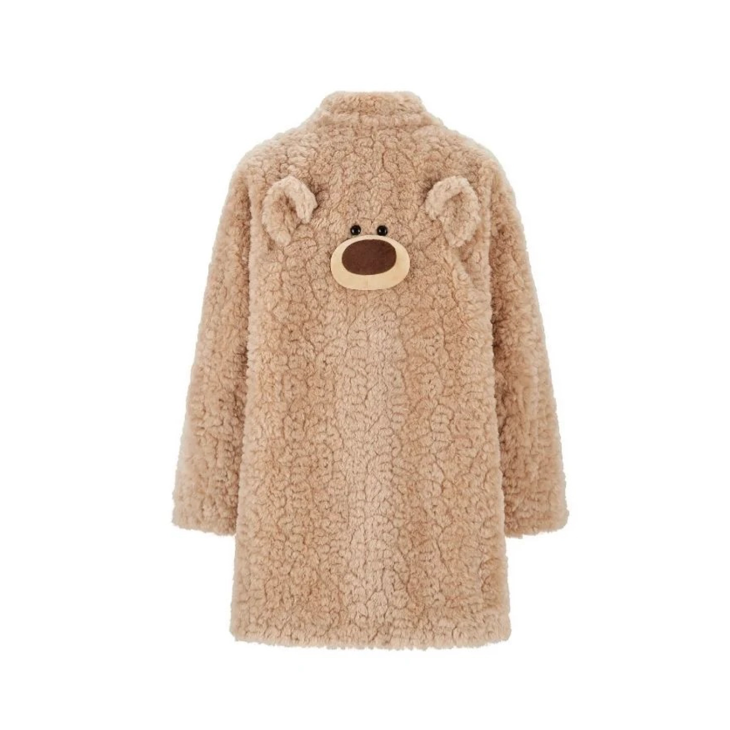 13DE MARZO Bear Fuzzy Long Coat Khaki