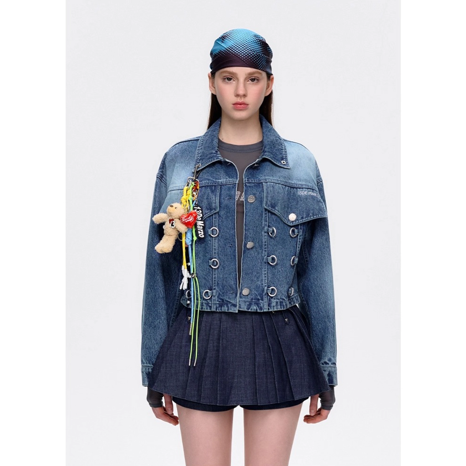 13DE MARZO Maximalist Pendant Denim Jacket Blue