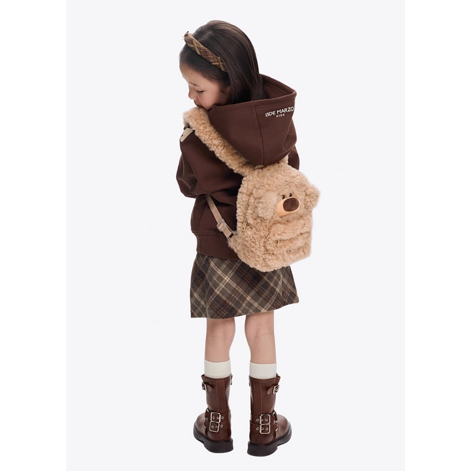 13DE MARZO BabyBear Fuzzy Backpack Khaki