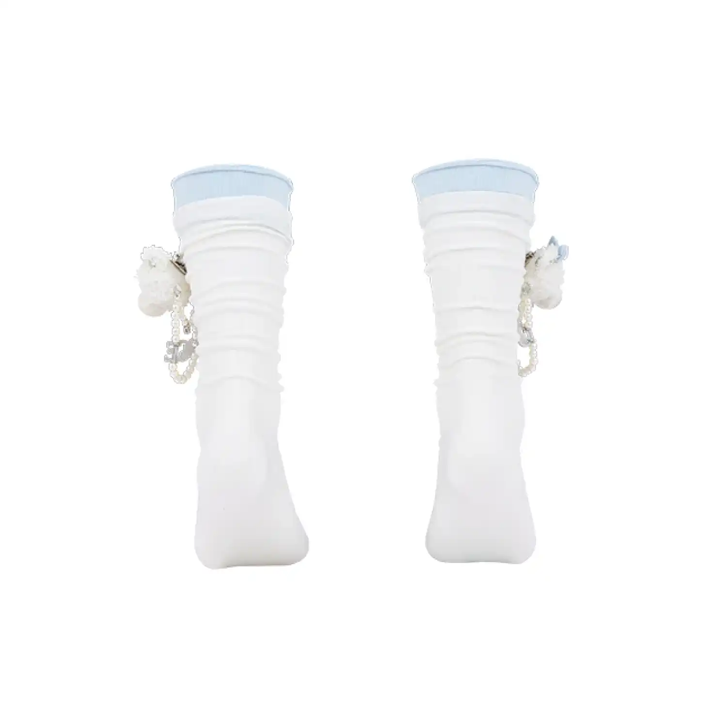 13DE MARZO Double-Layer Contrast Crew Socks White fabric detail