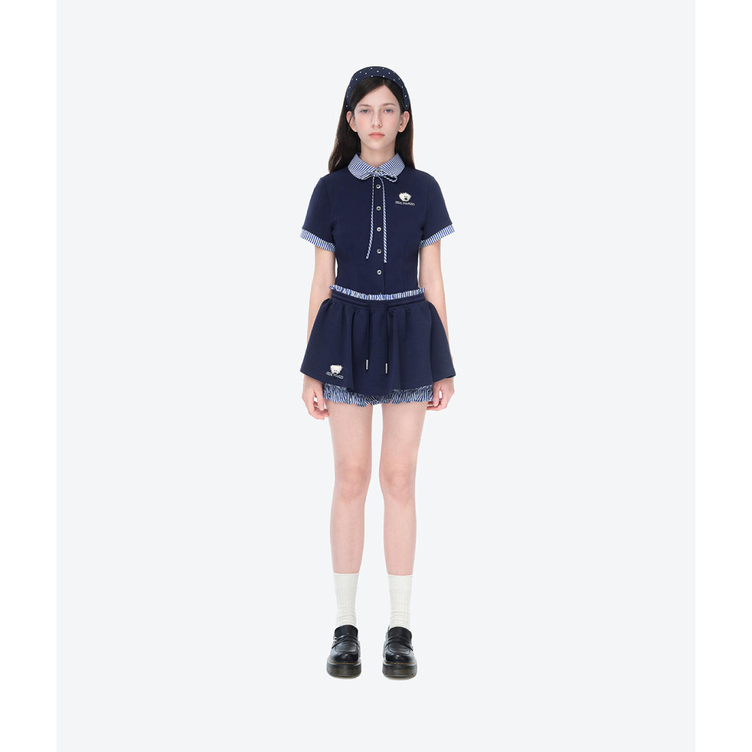 13DE MARZO Lines Bear Dress Navy Blue