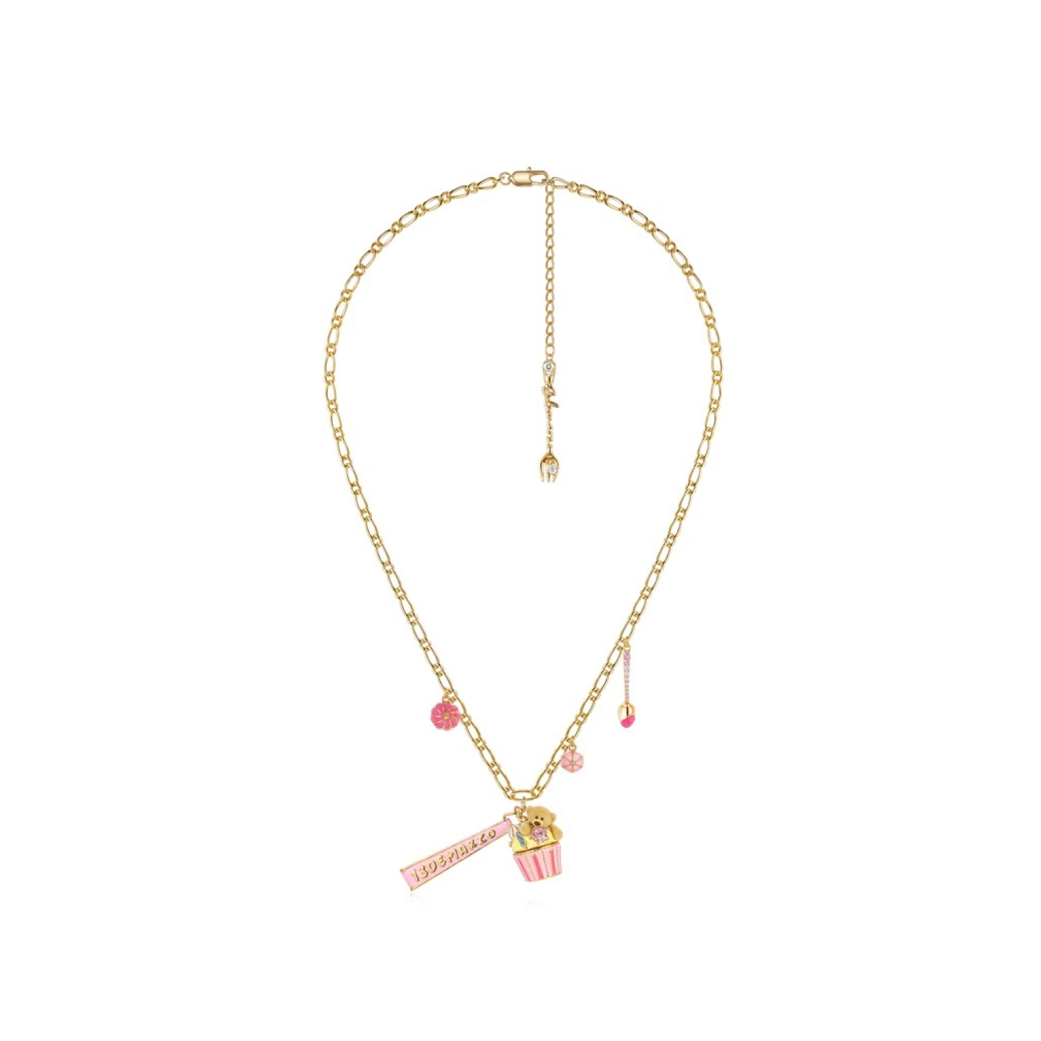 13DE MARZO Bear Cupcake Necklace Gold