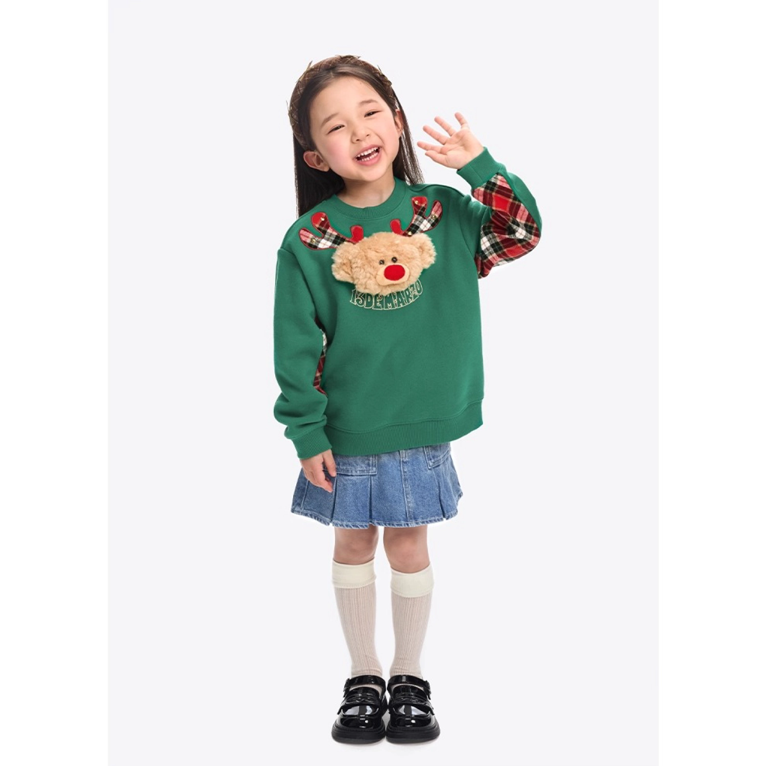 13DE MARZO Reindeer BabyBear Sweater Green