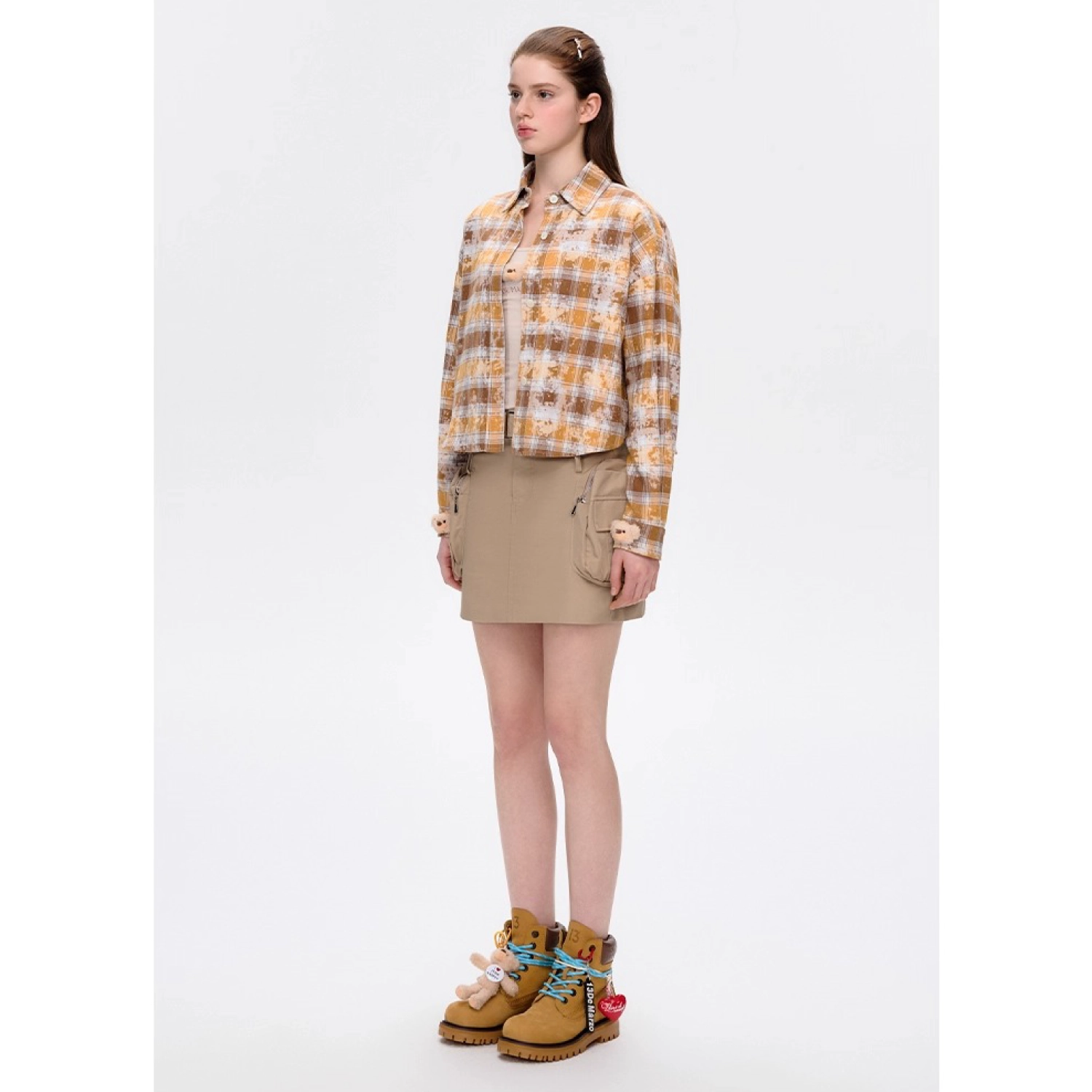 13DE MARZO Maximalist Pendant Suede Martin Boots Khaki