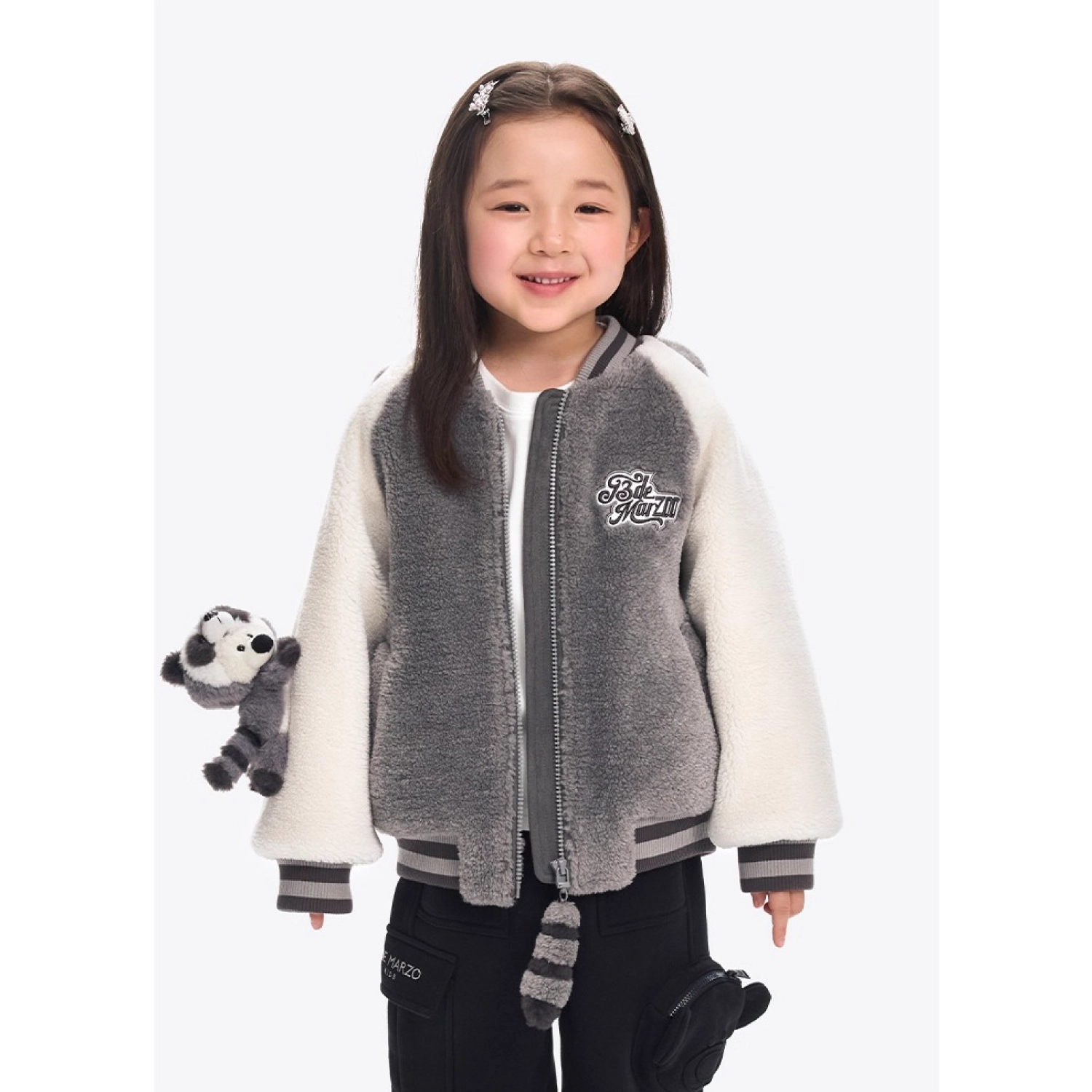 13DE MARZO Raccoon BabyBear Baseball Jacket Grey