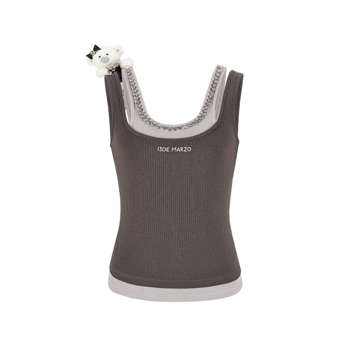 13DE MARZO Faux Gem Vest Dark Grey